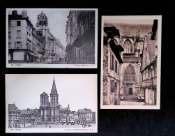 Cp, 14, Lisieux, église St Jacques, Laé Poste Et Cathédrale St Pierre, Rue De La Paix, LOT DE 3 CARTES POSTALES - Lisieux