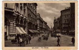 MILANO - VIA DANTE - 1930 - TRAM - Animata - Vedi Retro - Formato Piccolo - Milano (Milan)