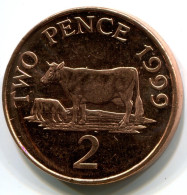 2 PENNI 1999 GUERNSEY UNC Pièce QUEEN GUERNSEY COW #W11087.F.A - Guernsey