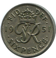 SIXPENCE 1951 UK GBAN BRETAÑA GREAT BRITAIN Moneda #AZ064.E.A - H. 6 Pence