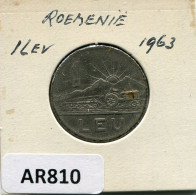 1 LEU 1963 RUMÄNIEN ROMANIA Münze #AR810.D.A - Roemenië