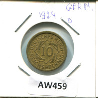 10 REISCHPFENNIG 1924 D ALEMANIA Moneda GERMANY #AW459.E.A - 10 Rentenpfennig & 10 Reichspfennig