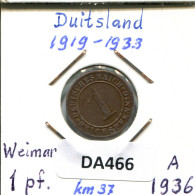 1 RENTENPFENNIG 1936 A GERMANY Coin #DA466.2.U.A - 1 Reichspfennig