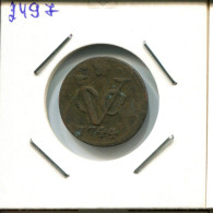 1744 HOLLAND VOC DUIT NIEDERLANDE OSTINDIEN NY COLONIAL PENNY #VOC2497.7.D.A - Nederlands-Indië