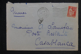 MAROC - Taxe De Casablanca Au Verso D'une Enveloppe De Paris Pour Casablanca En 1933 - L 152942 - Brieven En Documenten