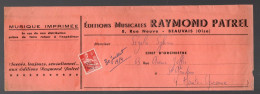 Beauvais (60) Enveloppe à Entête RAYMOND PATREL  éd.musicales,av Préoblitéré Moissonneuse 8f (PPP47474) - Advertising