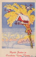 Happy New Year Christmas BIRD Vintage Postcard CPA #PKE846.A - Nouvel An