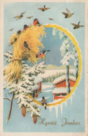 Bonne Année Noël OISEAU Vintage Carte Postale CPA #PKE869.A - Nouvel An