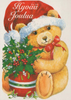 Feliz Año Navidad OSO DE PELUCHE Vintage Tarjeta Postal CPSM #PAU807.A - Nouvel An
