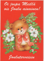 Feliz Año Navidad OSO DE PELUCHE Vintage Tarjeta Postal CPSM #PAU697.A - Nouvel An