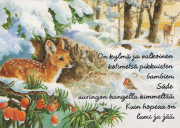 Bonne Année Noël CERF Vintage Carte Postale CPSM #PAU754.A - Nouvel An