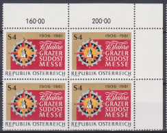 1981 , Mi 1682 ** (2) - 4er Block Postfrisch -  75 Jahre Grazer Südost - Messe - Ungebraucht