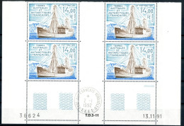 TAAF - N°169 - LE TOTTAN - BLOC DE 4 - COIN DATE 13.11.91 - OBLITERE EN MARGE - Used Stamps