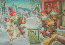 PAPÁ NOEL Feliz Año Navidad GNOMO Vintage Tarjeta Postal CPSM #PBA697.A - Santa Claus