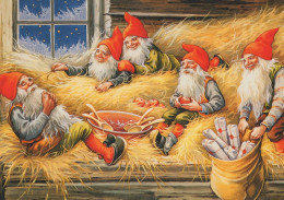 PAPÁ NOEL Feliz Año Navidad GNOMO Vintage Tarjeta Postal CPSM #PBA677.A - Santa Claus