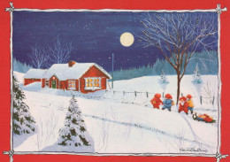 BABBO NATALE Buon Anno Natale GNOME Vintage Cartolina CPSM #PAY591.A - Santa Claus
