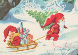 BABBO NATALE Buon Anno Natale GNOME Vintage Cartolina CPSM #PAY551.A - Santa Claus