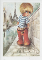 Le Flaneur - LISA Illustrateur - Titi Parisien Pissant Lance-pierre Poulbot Tour Eiffel La Seine (n°2) - Autres & Non Classés