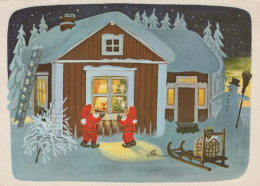 PAPÁ NOEL Feliz Año Navidad GNOMO Vintage Tarjeta Postal CPSM #PAY575.A - Santa Claus