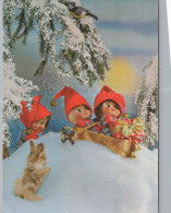 PÈRE NOËL Bonne Année Noël GNOME Vintage Carte Postale CPSM #PAY512.A - Santa Claus