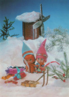 PAPÁ NOEL Feliz Año Navidad GNOMO Vintage Tarjeta Postal CPSM #PAY500.A - Santa Claus