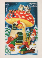 SANTA CLAUS Happy New Year Christmas GNOME Vintage Postcard CPSM #PAY184.A - Kerstman