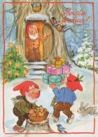 SANTA CLAUS Happy New Year Christmas GNOME Vintage Postcard CPSM #PAY129.A - Kerstman