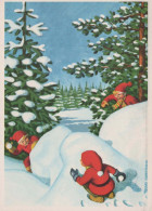 PAPÁ NOEL Feliz Año Navidad GNOMO Vintage Tarjeta Postal CPSM #PAW899.A - Kerstman