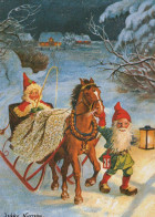 PÈRE NOËL Bonne Année Noël GNOME Vintage Carte Postale CPSM #PAW611.A - Kerstman