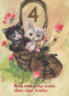 GATTO KITTY Animale Vintage Cartolina CPSM #PBQ890.A - Cats