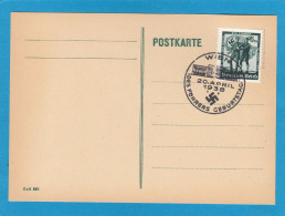 SAMMLERKARTE MIT STEMPEL " WIEN 20 APRIL 1938 DES FÜHRERS GEBURTSTAG ". - Covers & Documents