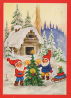 SANTA CLAUS Happy New Year Christmas GNOME Vintage Postcard CPSM #PBM009.A - Santa Claus