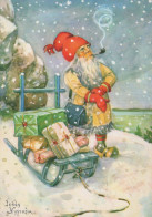 PÈRE NOËL Bonne Année Noël GNOME Vintage Carte Postale CPSM #PBL896.A - Santa Claus