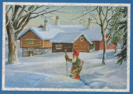 PAPÁ NOEL Feliz Año Navidad GNOMO Vintage Tarjeta Postal CPSM #PBM005.A - Santa Claus