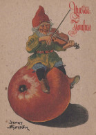 PÈRE NOËL Bonne Année Noël GNOME Vintage Carte Postale CPSM #PBL946.A - Santa Claus
