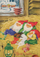 PÈRE NOËL Bonne Année Noël GNOME Vintage Carte Postale CPSM #PBL936.A - Santa Claus