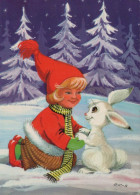 SANTA CLAUS Happy New Year Christmas GNOME Vintage Postcard CPSM #PBL823.A - Santa Claus