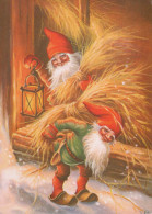 PAPÁ NOEL Feliz Año Navidad GNOMO Vintage Tarjeta Postal CPSM #PBL819.A - Santa Claus