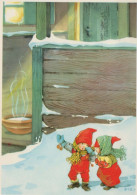 SANTA CLAUS Happy New Year Christmas GNOME Vintage Postcard CPSM #PBL878.A - Santa Claus
