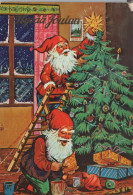 PAPÁ NOEL Feliz Año Navidad GNOMO Vintage Tarjeta Postal CPSM #PBL699.A - Santa Claus