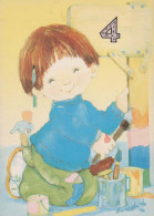 HAPPY BIRTHDAY 4 Year Old GIRL CHILDREN Vintage Postal CPSM #PBT966.A - Anniversaire