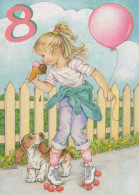 JOYEUX ANNIVERSAIRE 8 Ans FILLE ENFANTS Vintage Postal CPSM #PBT729.A - Anniversaire