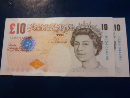 BANK OF ENGLAND UNCIRCULATED CONSECUTIVE £10 NOTES SIGNED A BAILEY EC04 044289 & EC04 044290 - 10 Pounds