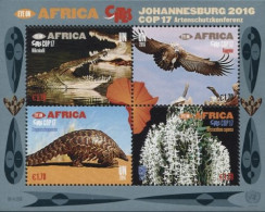 Nations-Unies United Nations Vienne Bf 028 Faune, Crocodile, Vautour, Pangolin, Flore, Africa - Andere & Zonder Classificatie