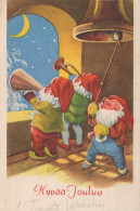 PAPÁ NOEL Feliz Año Navidad GNOMO Vintage Tarjeta Postal CPSMPF #PKG410.A - Santa Claus