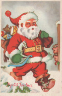 BABBO NATALE Buon Anno Natale Vintage Cartolina CPSMPF #PKG351.A - Santa Claus