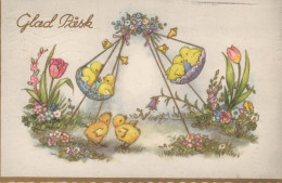 OSTERN HUHN EI Vintage Ansichtskarte Postkarte CPA #PKE380.A - Pasqua
