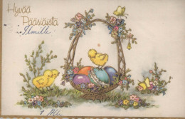 OSTERN HUHN EI Vintage Ansichtskarte Postkarte CPA #PKE410.A - Pasqua