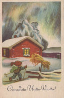 PÈRE NOËL Bonne Année Noël GNOME Vintage Carte Postale CPSMPF #PKD393.A - Santa Claus