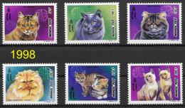 MONGOLIA 1998 RARE  ** Set Of 6 Stamps Depicting Domestic Cats**  MONGOLEI ** MNH  ** Scott: 2320   Michel: 2792 - 2797 - Mongolia